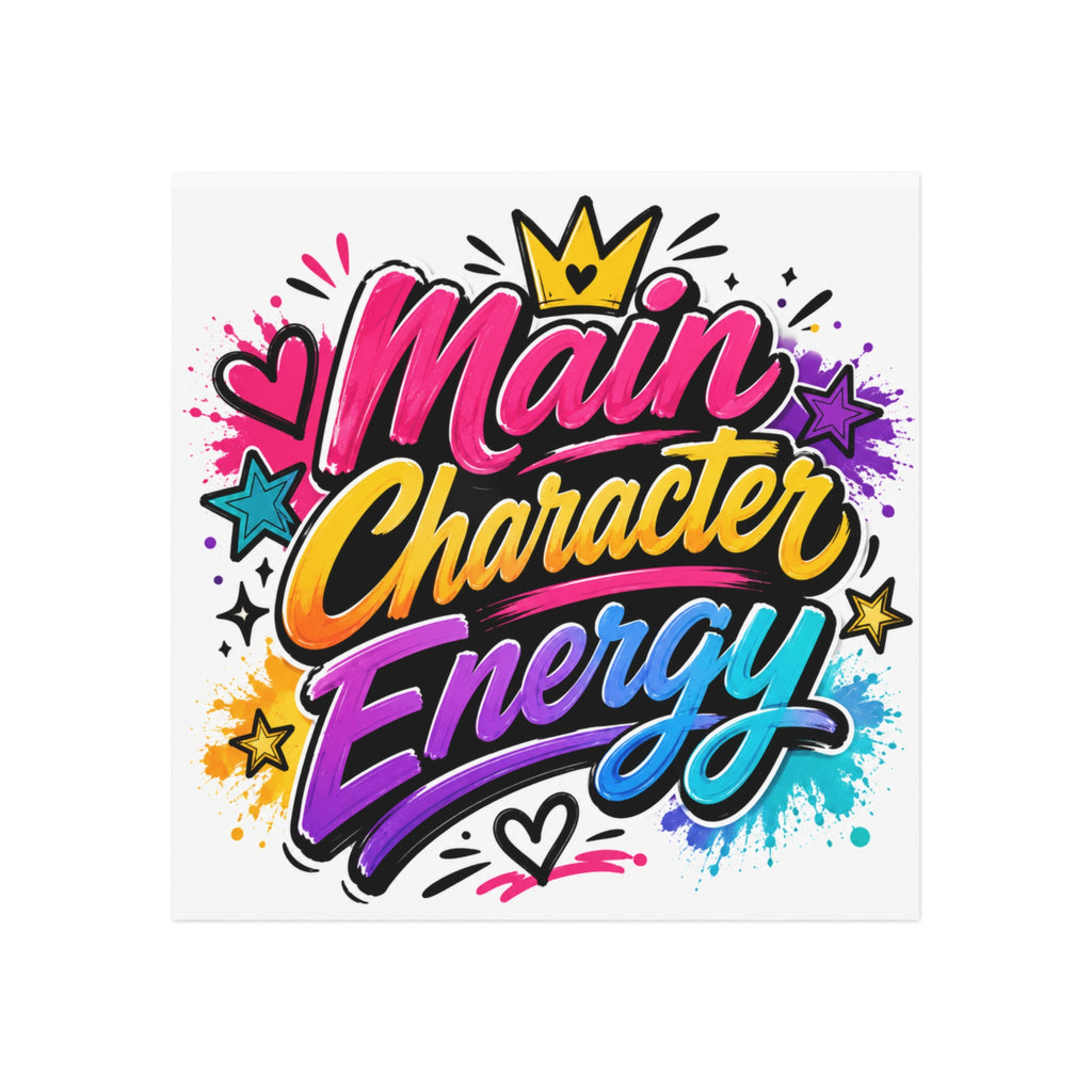 Main Character Energy Square Magnet — Colorful Pop Art Refrigerator Magnet