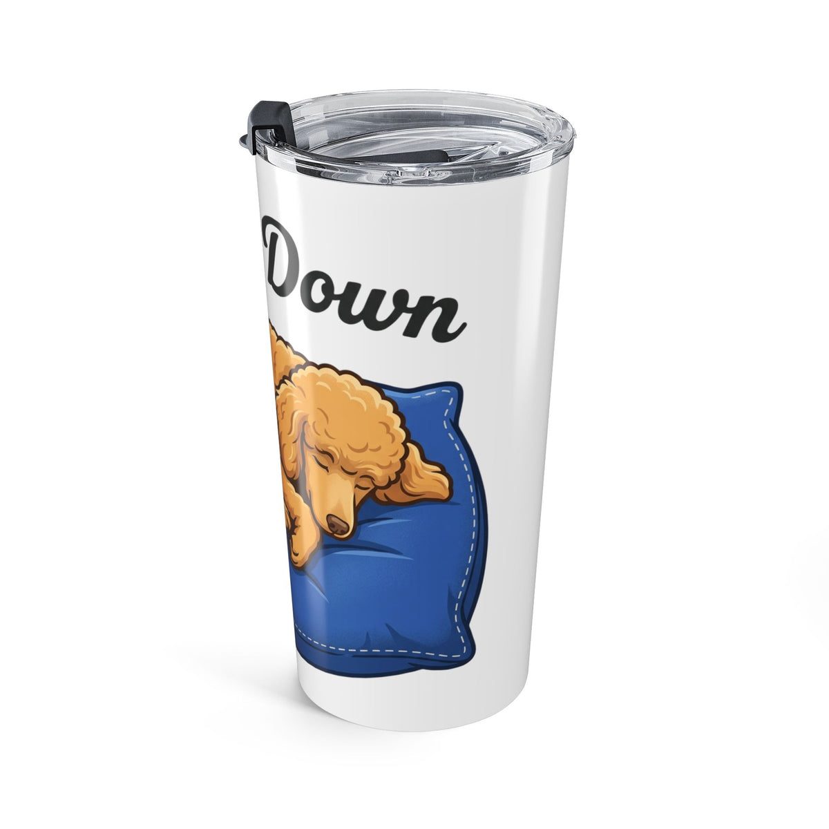 Poodle Dog 20oz Insulated Travel Tumbler — Cute Sleeping Goldendoodle Design