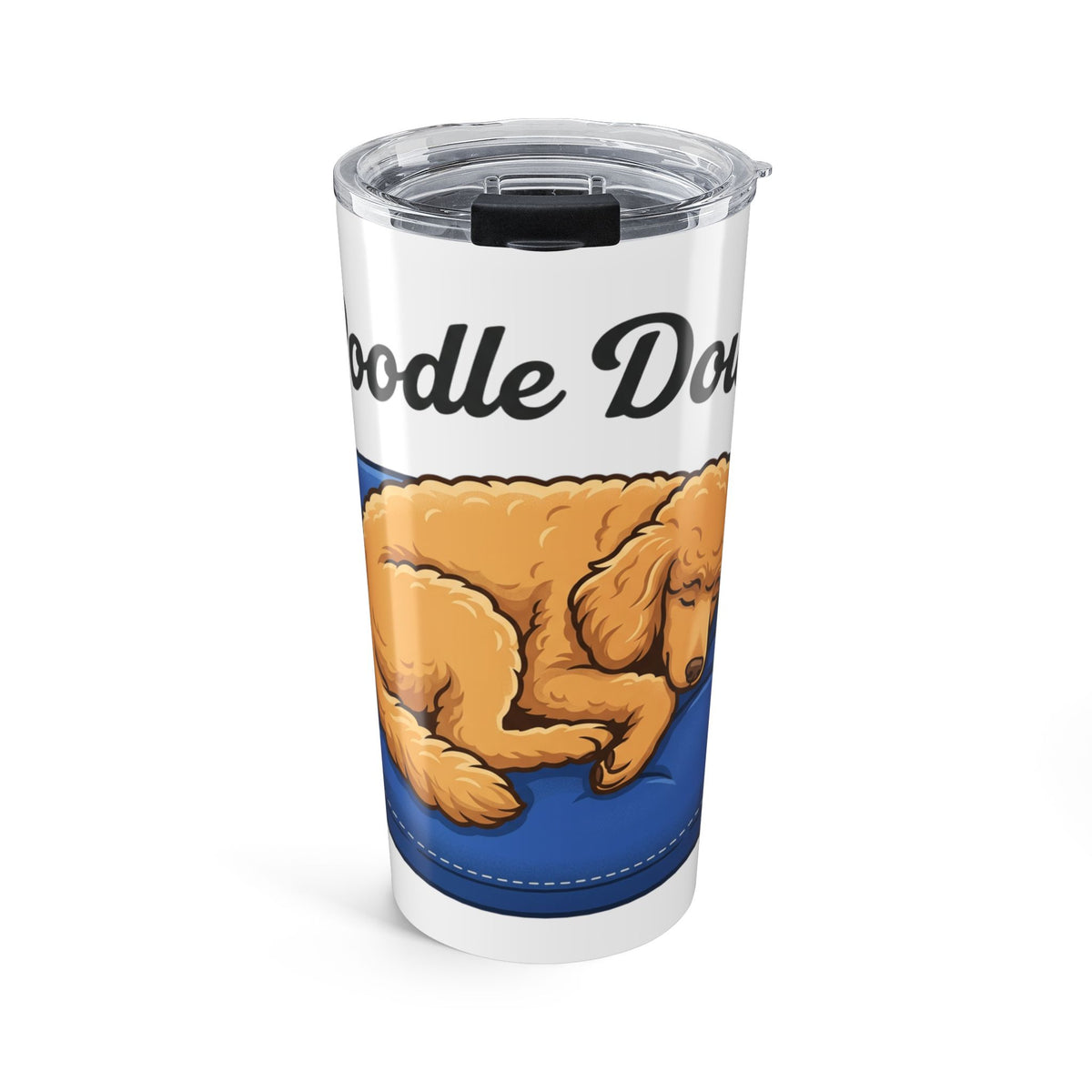 Poodle Dog 20oz Insulated Travel Tumbler — Cute Sleeping Goldendoodle Design