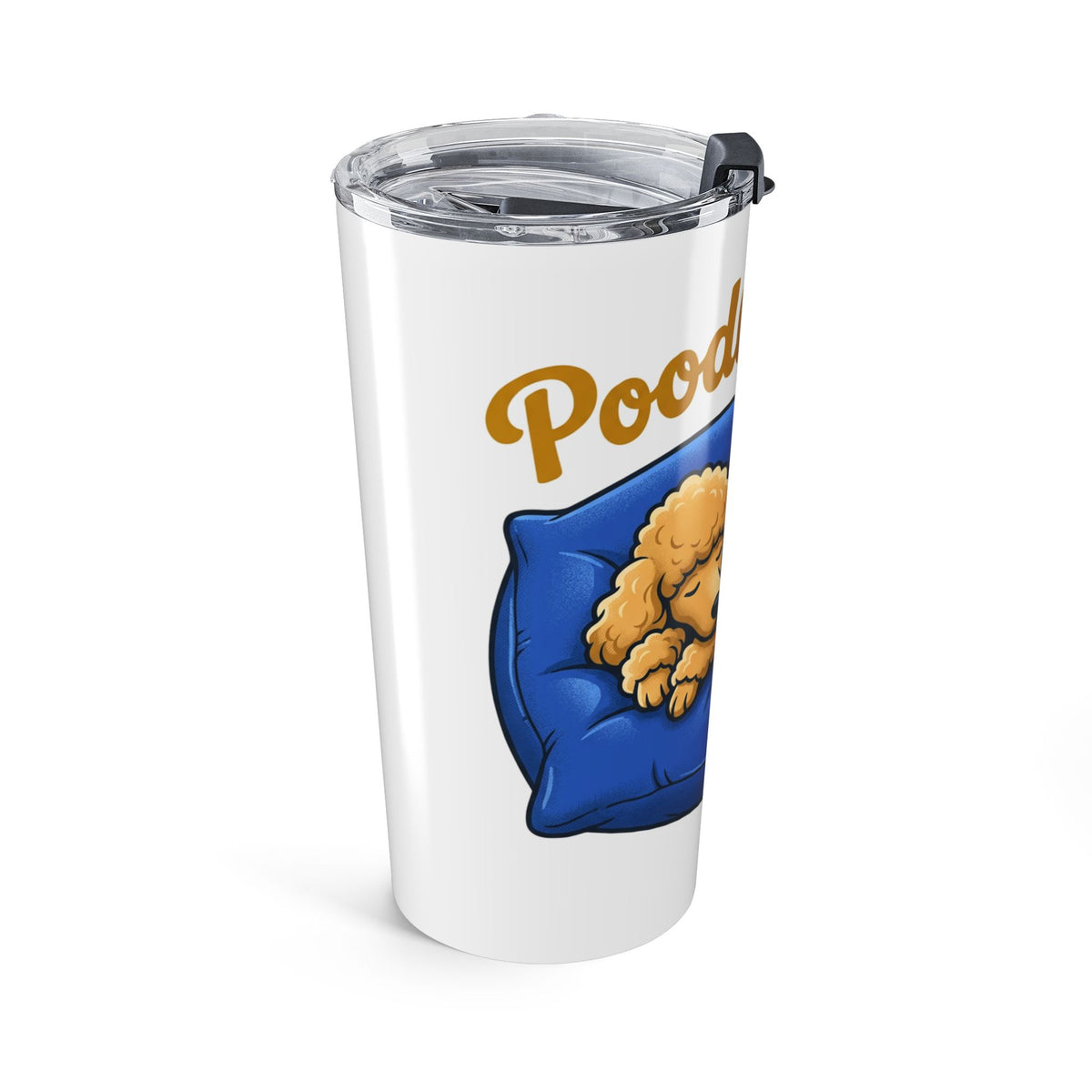 Poodle Dog 20oz Insulated Travel Tumbler — Cute Sleeping Goldendoodle Design